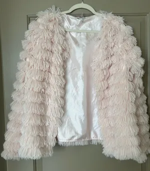 Pink faux fur fuzzy jacket Size L thumbnail 1