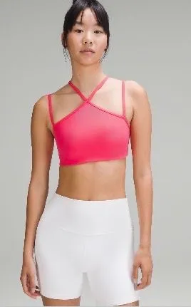 Lululemon Flow Y Strappy Bra Nulu *Light Support, A-C Cups Colour Lip Gloss Size 6 thumbnail 1