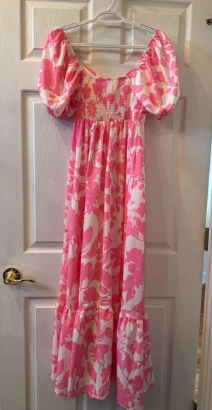 Pink Floral Maxi Dress Size XS thumbnail 2