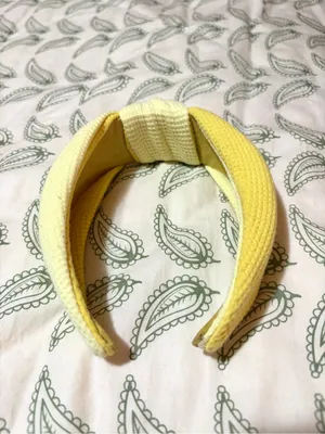 Anthropologie Pale Yellow Waffle Two Tone Knot Headband OS NWT thumbnail 4