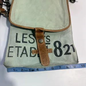 NWT‎ Myra Bag 821 Sage Green Canvas Leather Trim Crossbody Messenger Bag Boho thumbnail 6