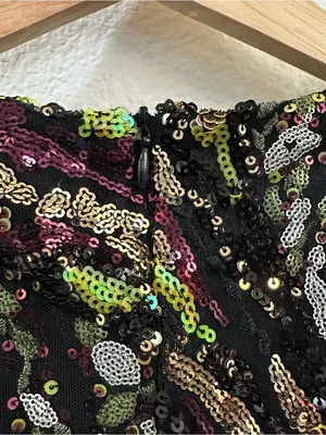 Zara‎ Women's Sleeveless Sequined V Neck Shoulder Pad Mini Dress Size Small thumbnail 10