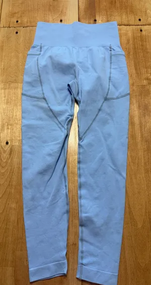Unbranded Light Blue High Waisted Scrunch‎ Butt Seamless Leggings with Pockets M thumbnail 1