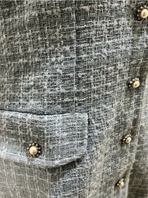Maeve Anthropologie Blue Tweed Pearl Button Blazer Mini Dress NWOT Size 8 thumbnail 4