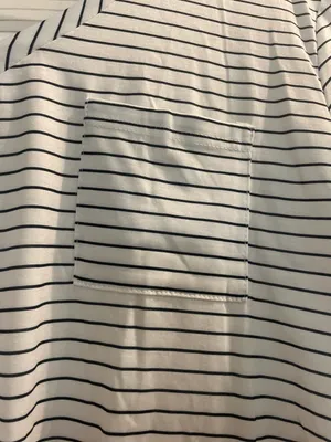 Stripped T Shirt With Front Pocket White Size L thumbnail 3