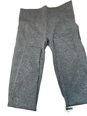 Workout Yoga Athletic Leggings Heather Gray Banded Waist thumbnail 3