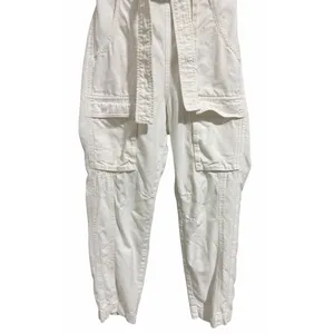 Free People Go West Jean‎ Denim Overall Jumpsuit Zinc White Women's Size Small thumbnail 5