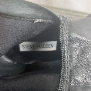 Steve Madden Black Leather Shawny Knee High Zip Up Riding Boots 7 thumbnail 7