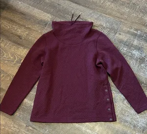 L.L. Bean Quilted Turtleneck Pullover Women's Sweatshirt, Mockneck Tunic Medium‎ thumbnail 1