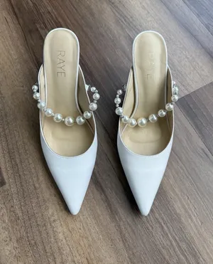 Raye Heels Revolve white with pearl strap thumbnail 1
