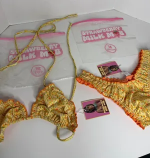 NEW Strawberry Milk Mob Yellow Bikini Size Medium Swim thumbnail 1