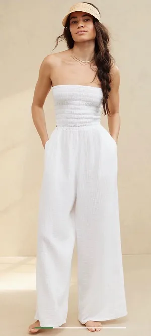 Aerie Gauzy Strapless Jumpsuit thumbnail 1