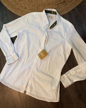 NWT Barbour White Long-Sleeve Dress Shirt with Patterned Collar Trim 14 thumbnail 1