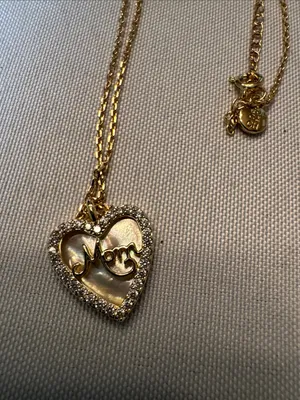 Gold Heart Pendant Necklace with Crystal Accents - Women Jewelry thumbnail 3