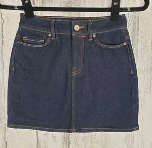 NWOT Allsaints Dark Wash Blue Denim Ace Mini Jean Skirt Women's Size 00 thumbnail 1