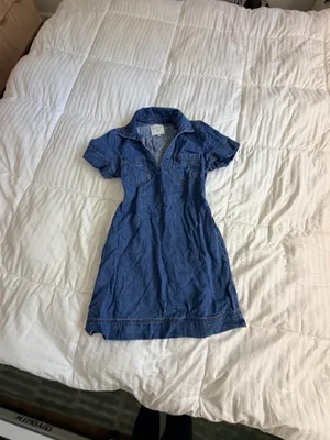 Habitual dark blue denim short sleeve collared mini dress Size XS thumbnail 2