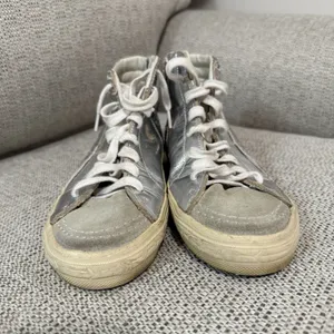 Golden Goose Slide with‎ Laminated Leather Upper and Silver Glitter Size 36 thumbnail 6