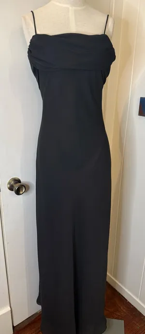 Betsy & Adam Black Strapless Maxi Evening Gown Sz 4 thumbnail 1