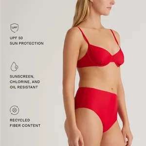 NWT Quince Italian High Rise Cherry Red Bikini Bottom Swimwear Sz L 🍒 sold out thumbnail 2