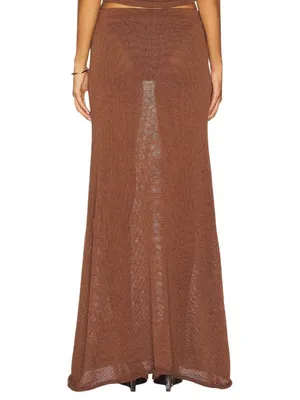 SNDYS Cali Maxi Skirt in Chocolate Brown X-Small New Womens Knit Bottoms thumbnail 2