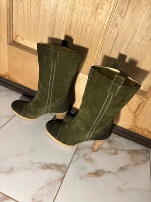 Vero Cuoio WOMENS leather boots olive green size 39.5 thumbnail 3
