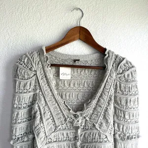 NWT Free People Womens Wild Roses Cardigan Gray Feminine Rose Button Size XS thumbnail 4