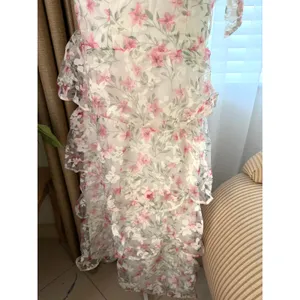 Lulus Endlessly Gorgeous White Floral Burnout Tie-Strap Midi Dress White Multi thumbnail 7