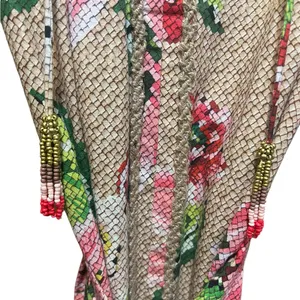 Farm Rio Floral Ruffle Beaded Tassels Belt‎ Slip-On Dress Size XS thumbnail 8