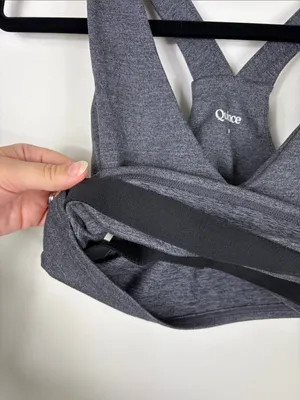 Quince Ultra Soft Cropped V-Neck Tank Top Heather Charcoal Gray Women's Medium thumbnail 4