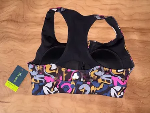 Tek Gear front-zipper, graffiti print sports bra thumbnail 2