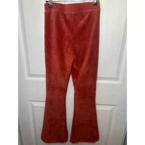 Aerie Groove On‎ Coral Ribbed High Waisted Velour Flare Pant Small Short thumbnail 2