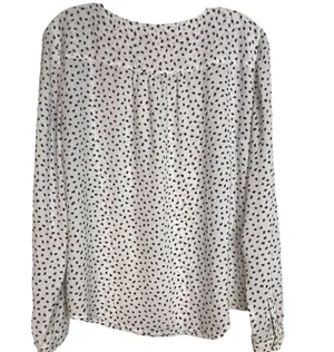 Loft Blouse Quarter Button Pockets White with Brown Polka Dots Size M thumbnail 4