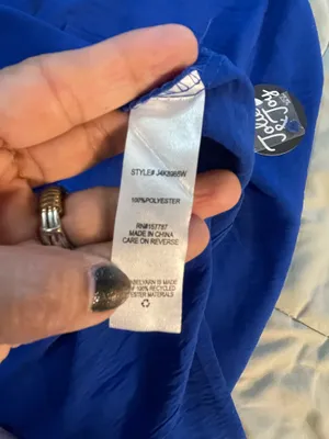 Jolie & Joy Cobalt Royal Blue Long Sleeve Button Down Utility Blouse thumbnail 5