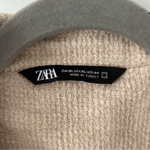 Zara Tan Beige Boucle Knit Cotton Single Breasted Textured Blazer Jacket XL thumbnail 3