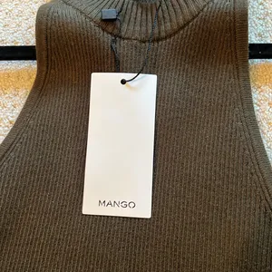 NWT size XS Mango high neck sweater tank. Hunter green thumbnail 3