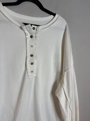 Amazon white snap up henley sweatshirt tunic thumbnail 2
