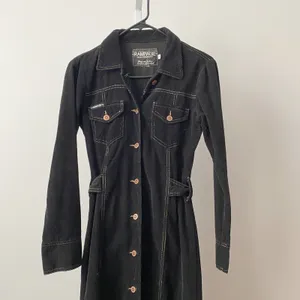 Rampage S Black Corduroy Maxi Dress Button Front Long Sleeve Belted Y2K‎ Grunge thumbnail 2
