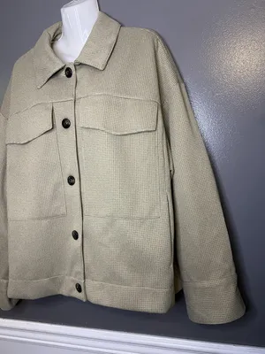 Maeve Anthropologie Jacket Womens Large Beige Tweed Button Front Lined Pockets thumbnail 3