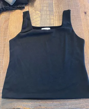 Dress Up Women's Black Square-Neck Tank Top with Wide Straps thumbnail 1