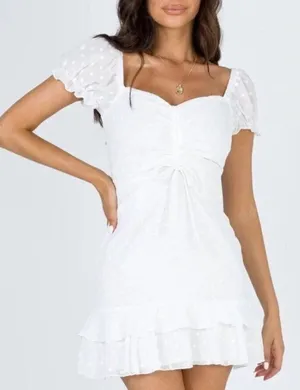 Princess Polly Mikail White Embroidered Mini Dress Size 2 Milkmaid Cottage‎ Y2K thumbnail 1