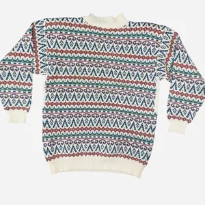 Vintage‎ Hand-Knit Fair Isle Sweater Med Norway Chunky Cottagecore Reindeer Cozy thumbnail 2