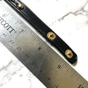Yik Fung black leather rhinestone bracelet thumbnail 6