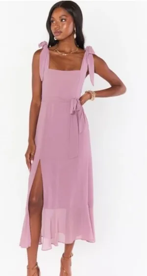 Show Me Your Mumu Women Claire Midi Dress Chiffon Antique Rose Side Slit Size XS thumbnail 1