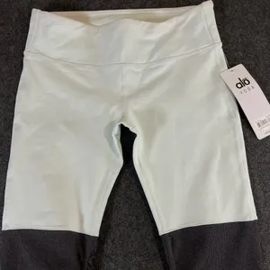 Alo Yoga Goddess Leggings Mint Stormy Heather Ribbed Colorblock W5386R Large NWT thumbnail 9