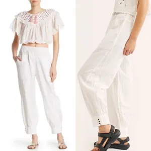 Free People Check It Out Pants In Ivory Size Small thumbnail 10
