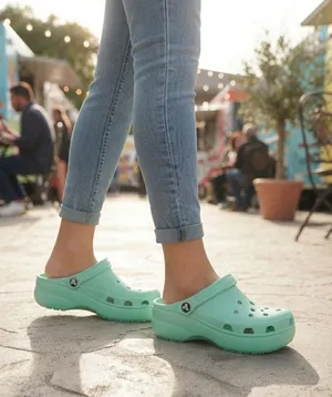 Crocs Classic Platform Clog Mint Green Womens Size 7 Chunky Slip On Shoes thumbnail 1