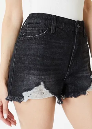 KanCan Wayne black raw hem high rise distressed shorts 11/29 NWT thumbnail 1