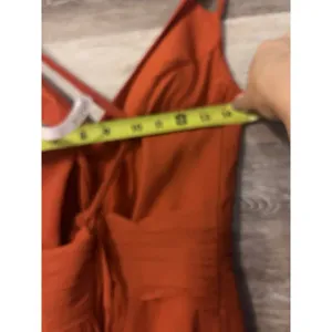 Azazie Paprika A line Pleated Chiffon Long Dress Farren Bridesmaid Formal Orange thumbnail 13