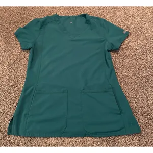 Med‎ Couture Women's Teal Green Short Sleeve Scrub Top Size Small thumbnail 1
