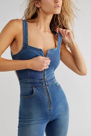 Free People 2nd Ave One Piece Denim Jumpsuit thumbnail 4